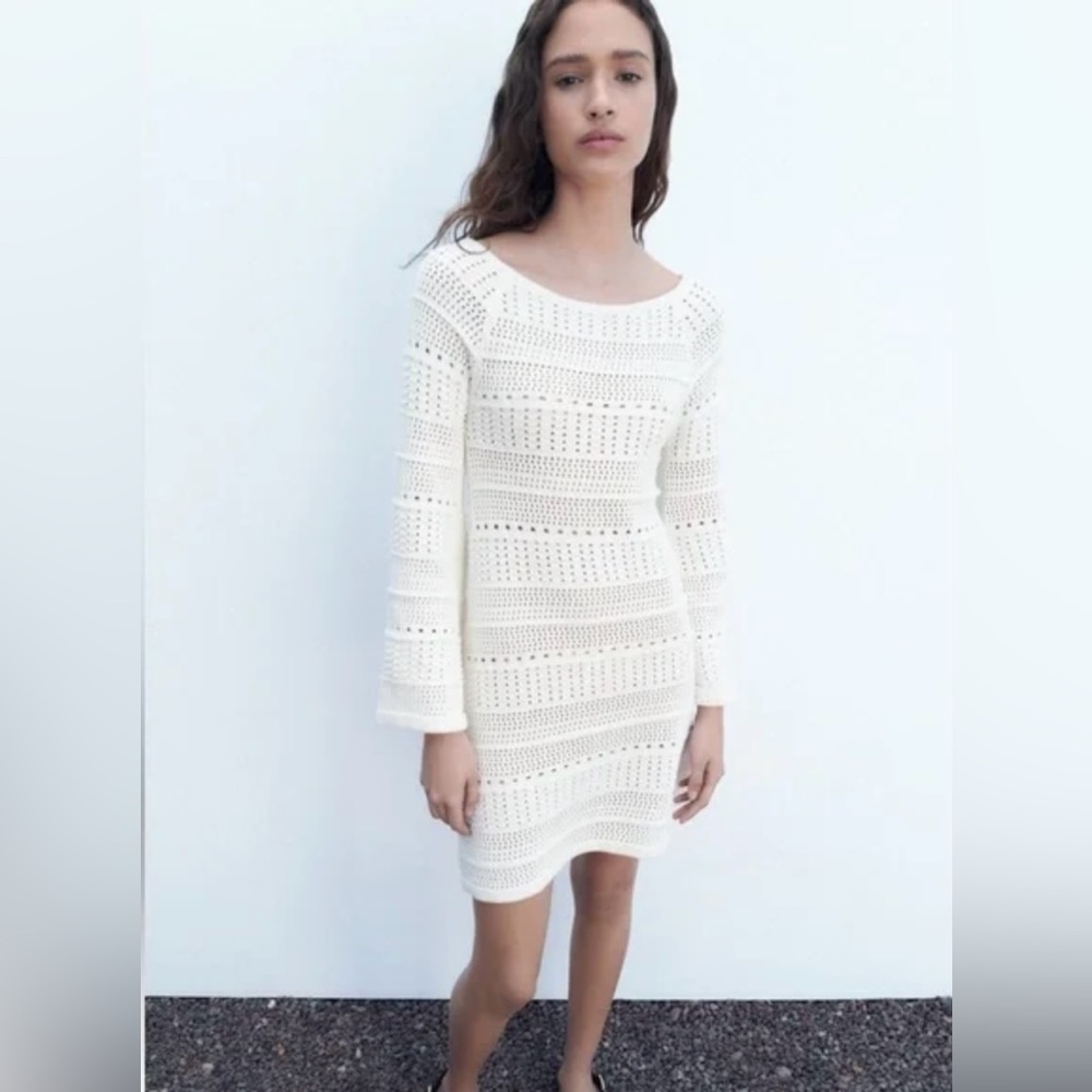 Zara Cream Crotchet Dress